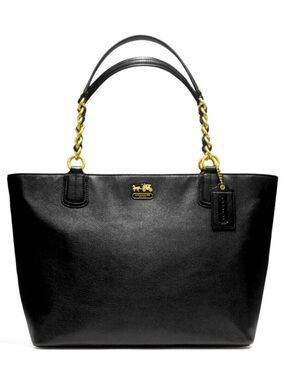 COACH MADISON 🖤💜BLACK💜🖤 PEBBLED LEATHER SHOULDER TOTE BAG 🌟EUC🌟